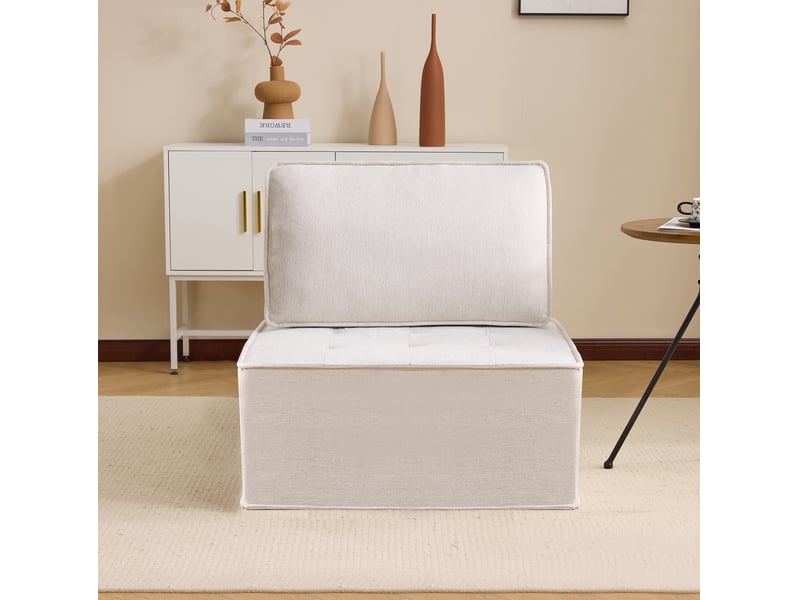  Canapé 1 place moderne 81x81x80 cm compact pour petits espaces gain de place confort ultra-doux lin beige  - Conforama B