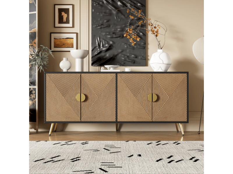 Armoire multifonction noire avec bureau, led et appli, portes vitrées, étagères ajustables et panneau perforé - salon - Conforama B