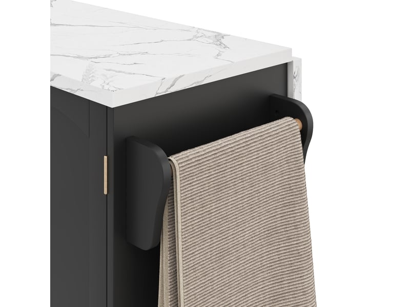  Îlot de cuisine mobile avec plan de travail pliant, chariot de cuisine, 5 roues, multiples solutions de rangement, etagère à épices, tiroir à couverts, 120 x 45 (70) x 90 cm  - Conforama D