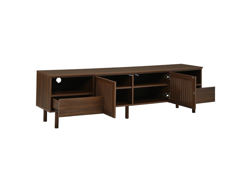  Meuble tv 180 cm - 2 portes et 2 tiroirs - mdf coloris noyer  - Conforama D