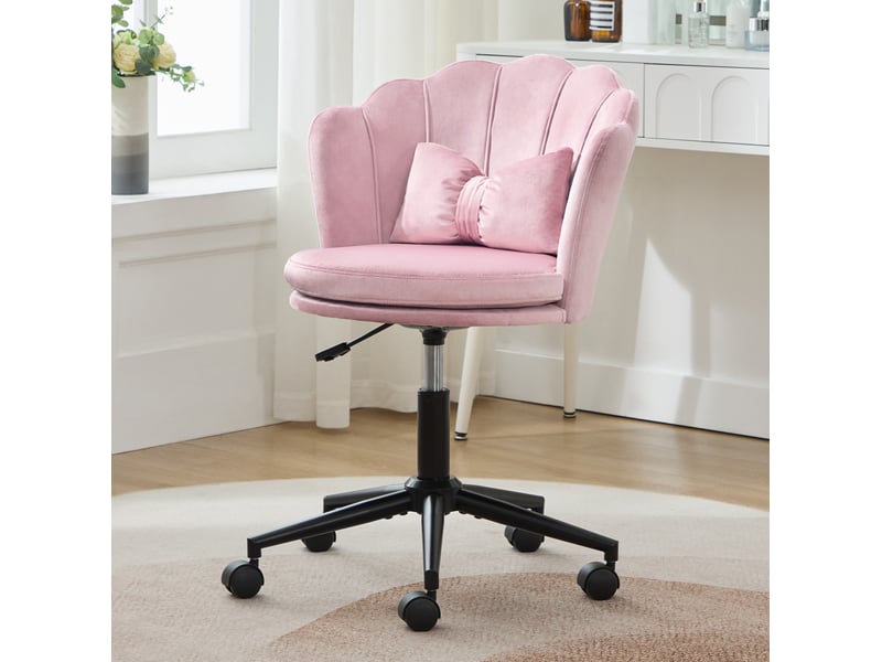  Chaise de bureau en velours rose 55x62x73-83 cm pivotante réglable  - Conforama D