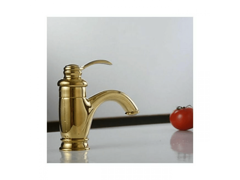  Robinet de lavabo monotrou doré (tuyau d'arrivée d'eau non inclus), compatible avec l'eau chaude et froide  - Conforama C