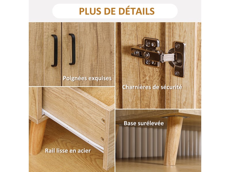  Armoire à vêtements armoire de rangement 2 portes et 2 tiroirs 80 x 54 x 180 cm - avec tringle  - Conforama E