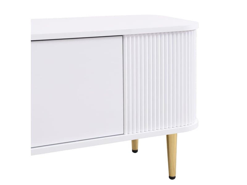  Meuble tv avec tiroirs et coins arrondis, côtés ondulés, poignées et pieds dorés meuble tv avec rangement  - Conforama D