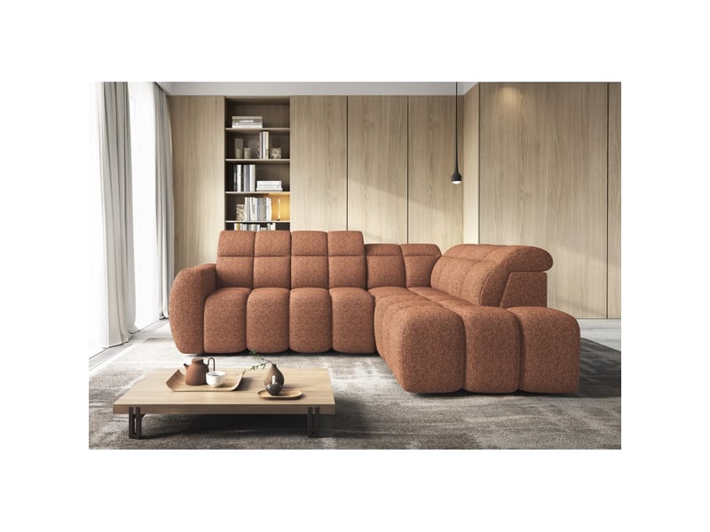  Canapé d'angle électrique ronda 4 places orange chiné – angle droit  - Conforama E