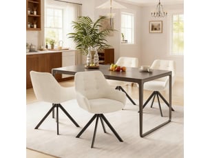 Lot 4 chaise pivotante premium avec demi-accoudoirs - chaise rotation à 360°base métallique haute stabilité, beige