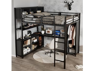 Lit mezzanine 90x200 cm <strong>HAVRYA</strong>  <strong></strong> coloris noir