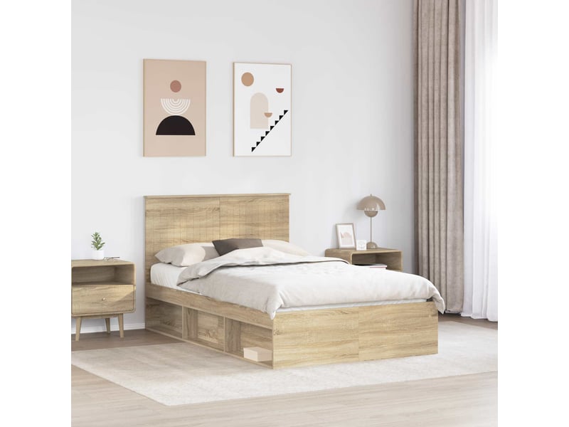  Lit double- lit adulte -  cadre de lit sonoma 120 x 200 cm bois de pin massif  - Conforama B