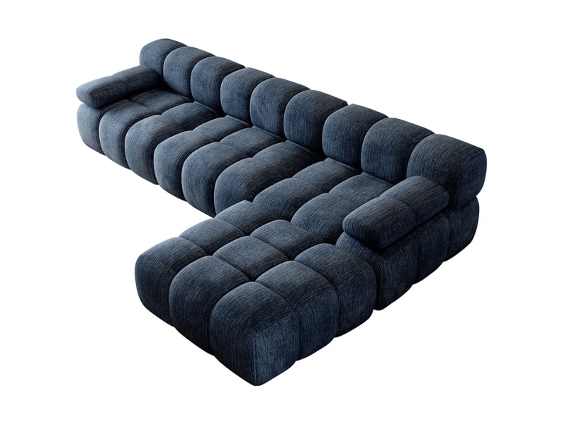  Canapé d'angle 4 places 300x200x68 cm en tissu chenille bleu  - Conforama A