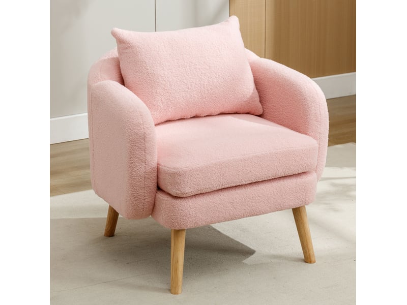  Fauteuil modenvie teddy rose 1 place avec coussin 71 x 72 x 71 cm  - Conforama D