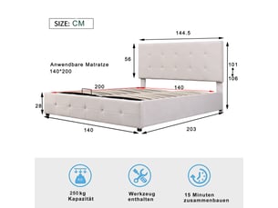 Lit simple 140x200 cm coloris blanc