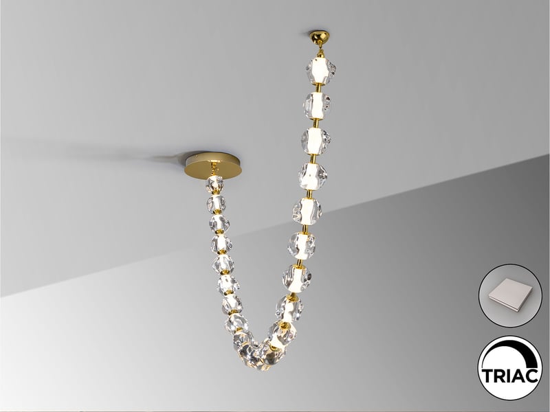  Zaria ii 21 light plafonnier suspendu doré, led transparente 3000 k, intensité variable  - Conforama D