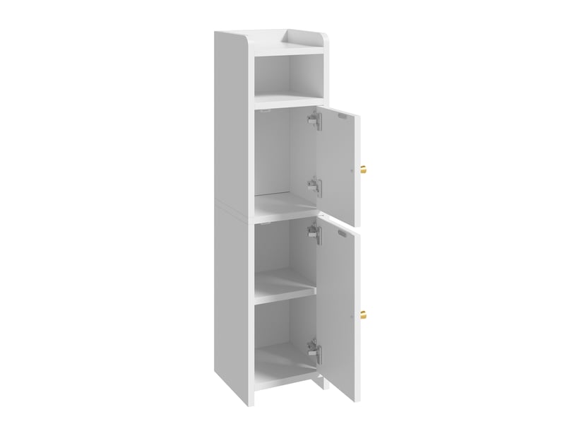 Armoire blanche 80 cm, rangement étroit polyvalent, étagère réglable, poignées métal, anti-basculement, chambre salon - Conforama A