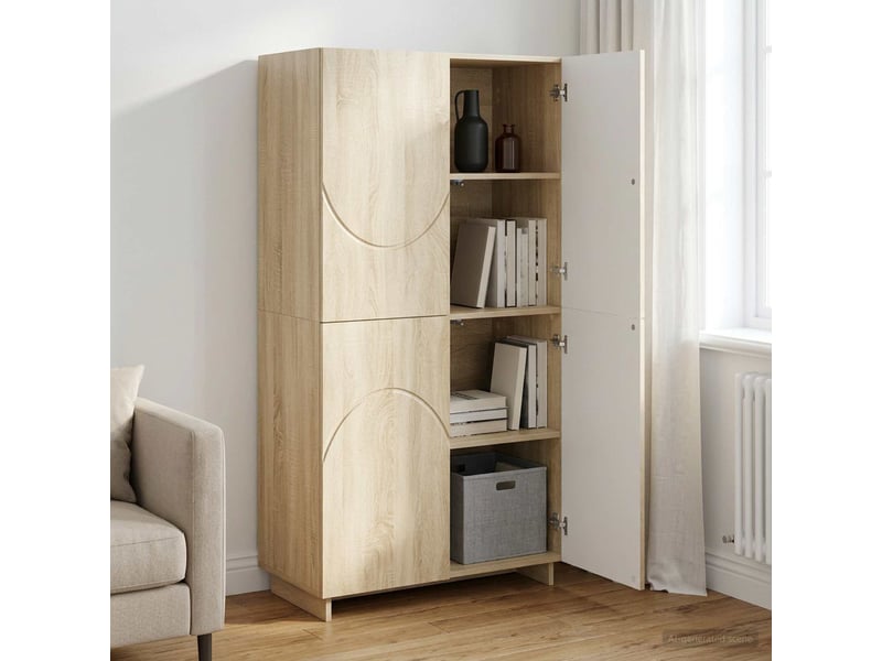 Buffet haut, buffet de rangement chêne sonoma 79x41x151 cm bois d'ingénierie - Conforama B