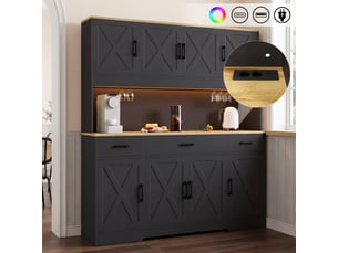 Buffet 8 porte(s) 3 tiroir(s) <strong></strong> <strong>evarich</strong> - 150 cm coloris noir