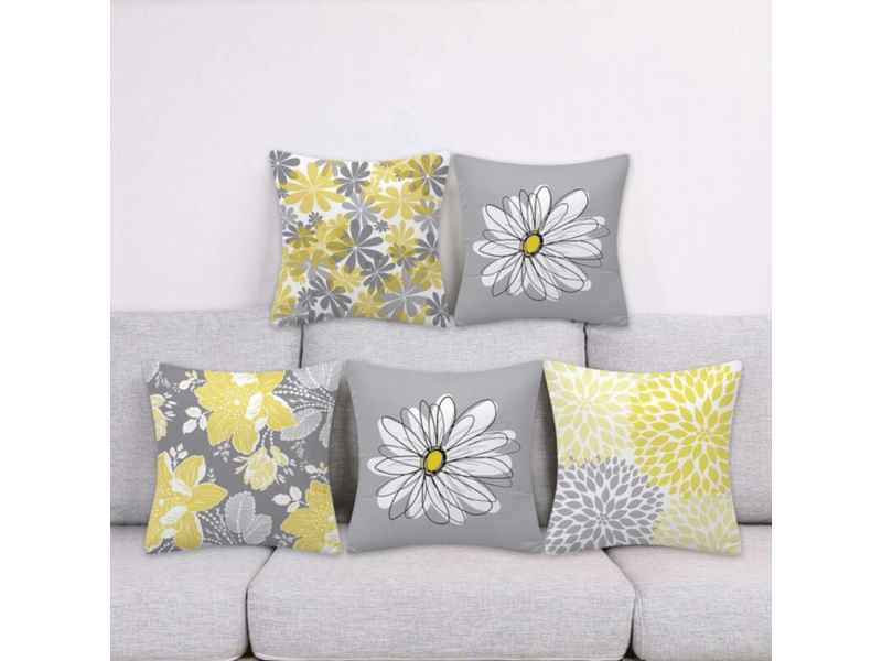 Lot de 4 housse coussin, fleur taie d'oreiller pour canapé maison salon chambre décoration d'intérieur 45 x 45 cm daisy - 45 x 45 cm, jaune  - Conforama B