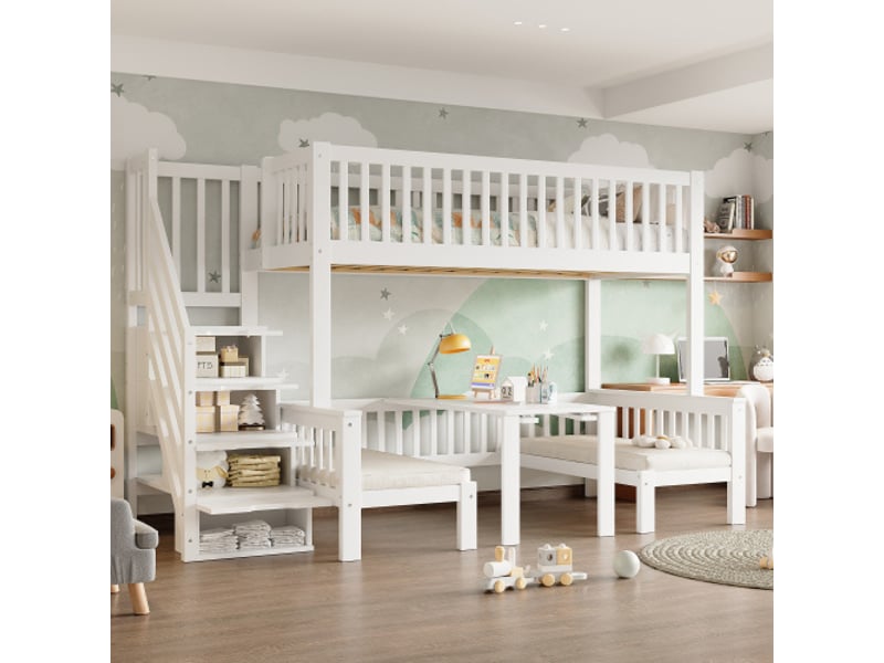  Lit superposé 120x200(90x200) cm coloris blanc pin lit enfant blanc - Conforama D