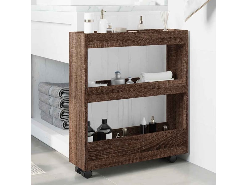  Chariot de rangement étroit pour bureau 3 niveaux chêne marron shl57717  - Conforama C