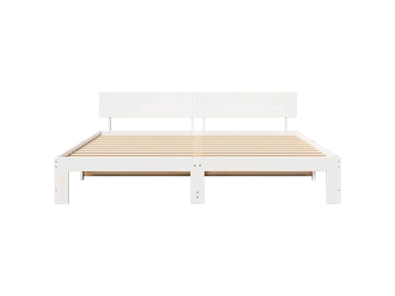  Lit double- lit adulte -  cadre de lit avec tête de lit blanc 200 x 200 cm pin massif  - Conforama D