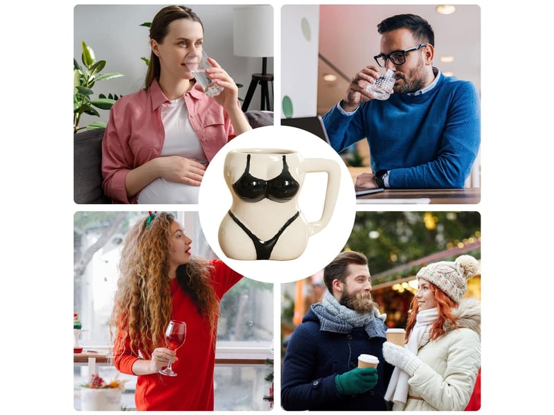  Mug en porcelaine, silhouette en bikini, noir, hauteur d’environ 12,2 cm  - Conforama D