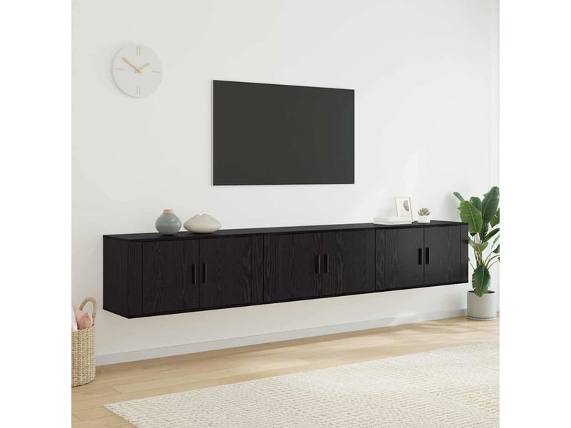  Ensemble de meuble tv - banc tv - meuble de rangement mural 3 pcs chêne noir bois d'ingénierie  - Conforama B