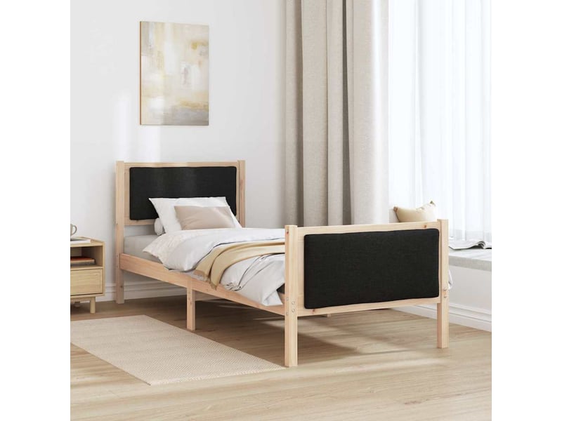  Lit simple- lit adulte -  cadre de lit avec tête de lit noir 80 x 200 cm tissu  - Conforama C