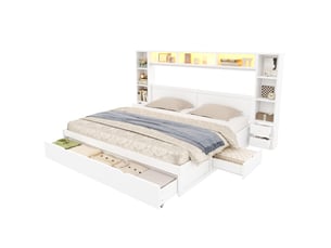 Lit avec rangement 180x200 cm OKWISH   coloris blanc