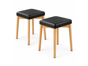 Lot de 2 tabourets de salle à manger empilables 32,5x32,5x47 cm noir et bois, assise compacte sans dossier
