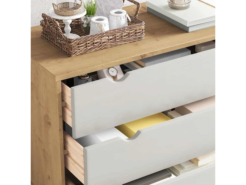  Commode, armoire à tiroirs bureau otta marron et blanc 76,5x39,5x90 cm bois de pin massif  - Conforama D