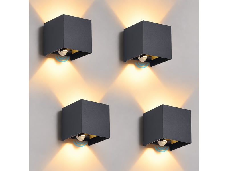 Zmh appliques murale led lot de 4 applique murale noire 3000k ip54 éclairage up down pour jardin ZMH - Conforama B