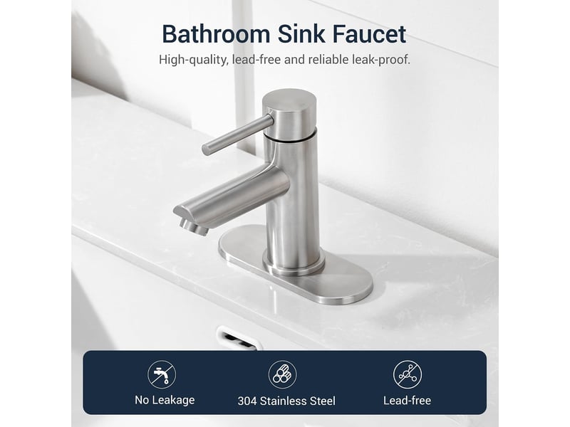  Robinet de lavabo en acier inoxydable, monotrou et monocommande (compatible camping-car), installation sur plage 16cm Washbasin faucet - Conforama C
