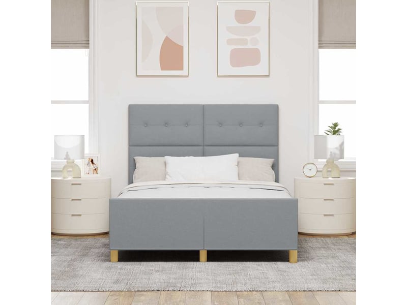  Lit double- lit adulte -  cadre de lit avec tête de lit gris clair 160 x 200 cm tissu  - Conforama B