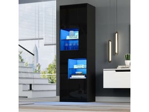 Vitrine coloris noir 7 étagère(s) KORFEE - 44.15 cmx55 cm