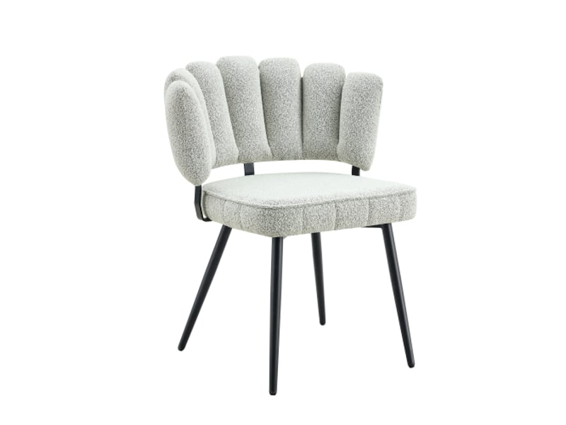  Ensemble de 2 chaises de salle à manger européennes – dossier floral, velours gris clair, pieds noirs, 80 cm  - Conforama A