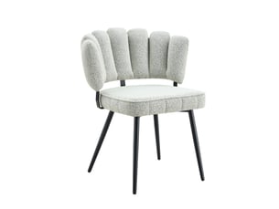 Ensemble de 2 chaises de salle à manger européennes – dossier floral, velours gris clair, pieds noirs, 80 cm