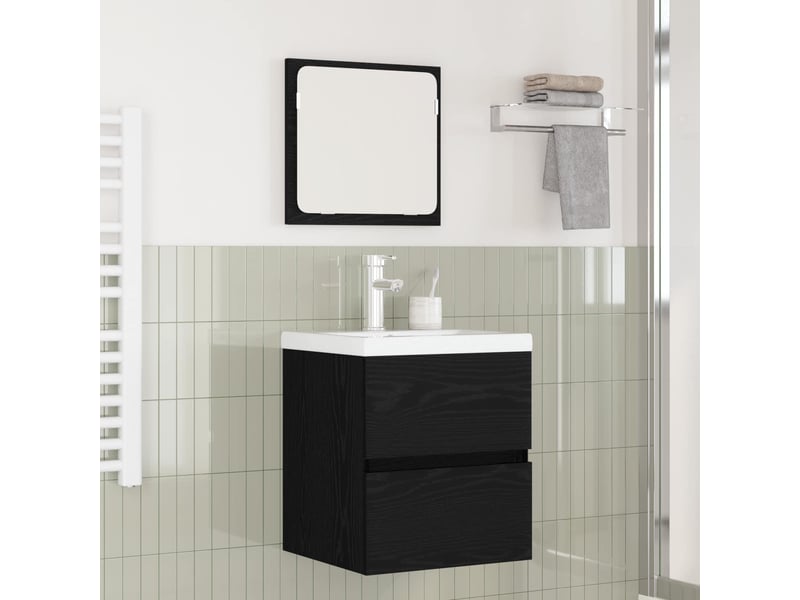  Ensemble de mobilier de salle de bain 2 pc chêne noir et blanc cf64115  - Conforama B