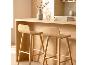 Lot de 2 tabourets de bar scandinave bois d'hévéa 67.5cm naturel - cassia