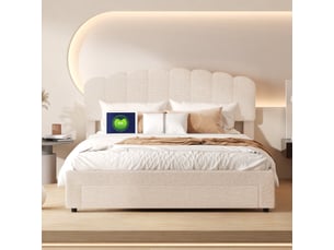 Lit avec rangement 160x200 cm coloris beige