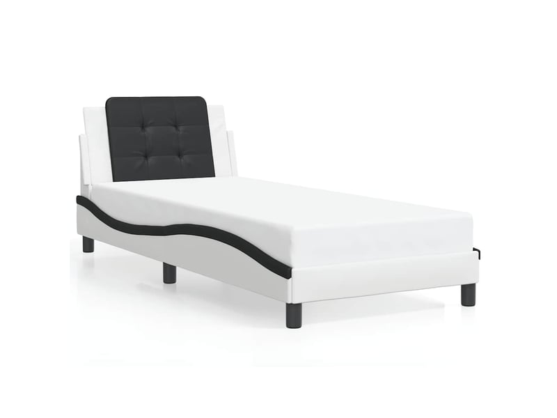 Lit simple- lit adulte - cadre de lit sans matelas zadar blanc et noir 80x200 cm similicuir - Conforama A