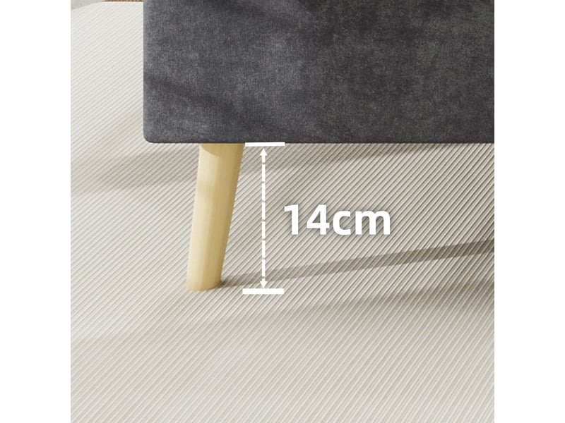  Lit adulte 140 x 200 cm, lit double, avec tête de lit moelleuse et sommier, velours gris, sans matelas  - Conforama D