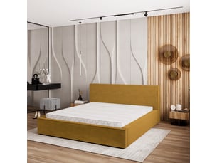 Lit coffre 120x200cm <strong>MASSENO</strong> <strong></strong> coloris jaune