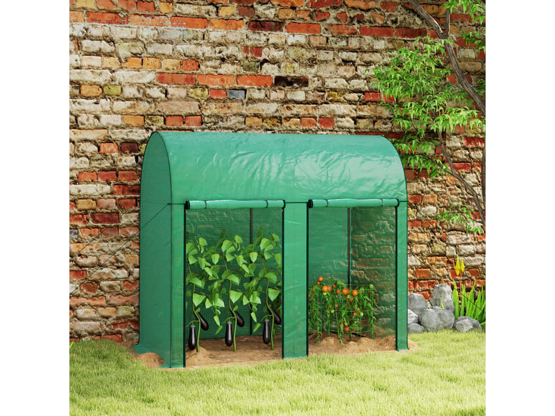  Serre d'extérieur avec 2 portes enroulables à fermeture éclair, structure en acier et bâche en pe, 200 x 100 x 178 cm, verte  - Conforama C