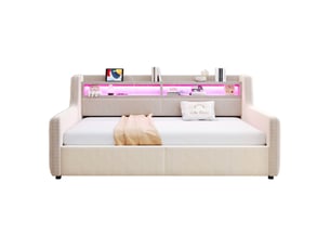 Lit coffre 90x200 cm    coloris beige