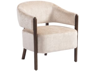 Fauteuil de salon en chenille assise large accoudoirs beige