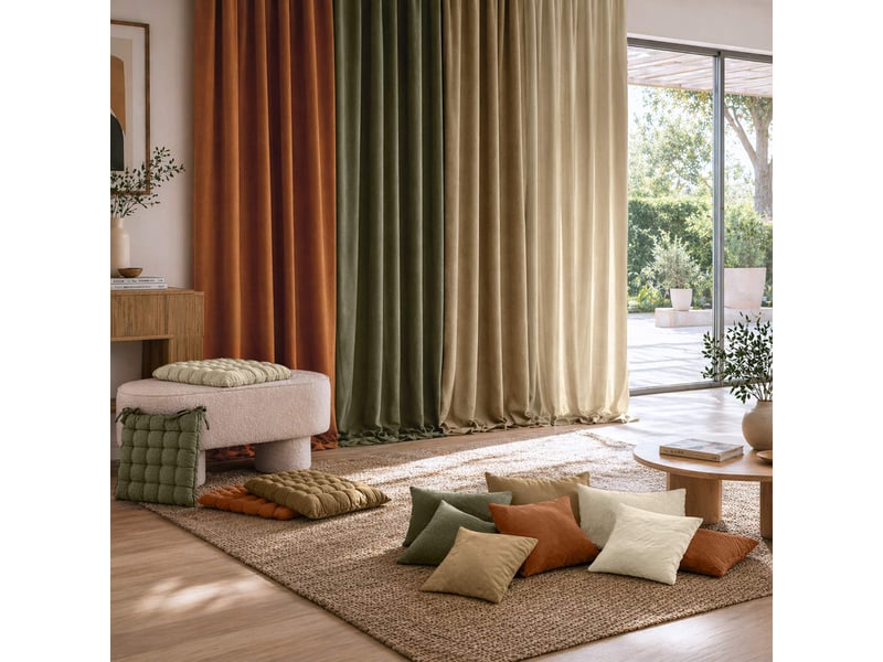  Rideau tamisant à œillets en velours chenille 140x260 cm  - Conforama D