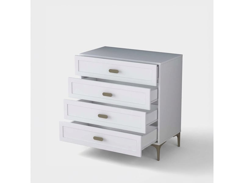  Commode 4 tiroirs en mélaminé pour chambre solaria - blanc  - Conforama C