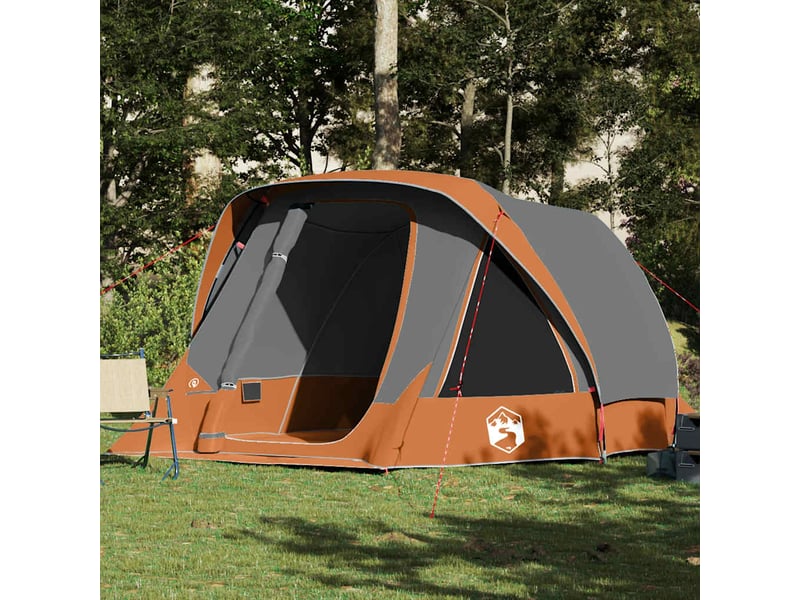  Tente de camping, tente de cabine familiale 6 personnes gris orange imperméable shl46993  - Conforama B