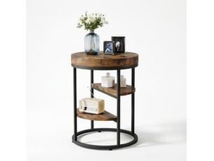Table d'appoint ronde 50x50x65 cm structure ouverte bois métal marron rustique