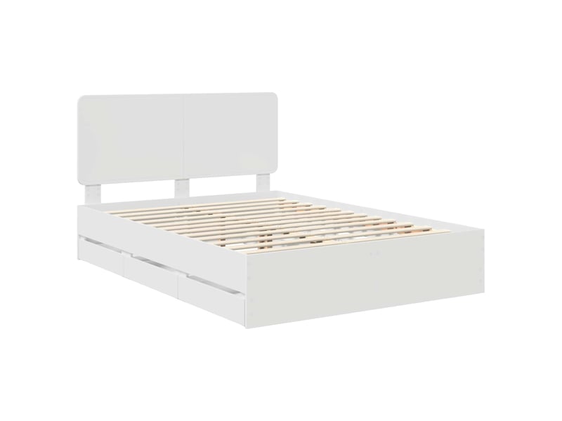  Lit double- lit adulte -  cadre de lit avec tiroir blanc 150 x 200 cm bois ingénierie  - Conforama C