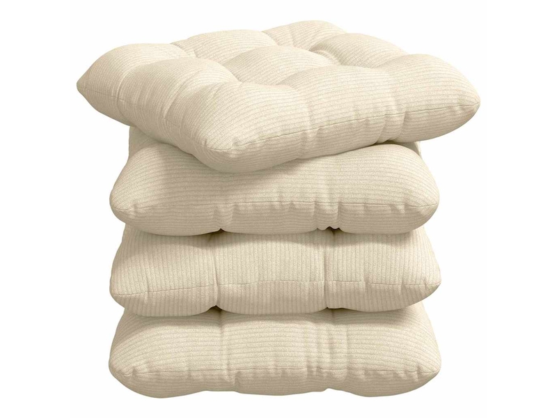 Lot de 4 coussins de siège, coussins décoratifs tissu en velours côtelé crème 40 x 40 cm cf59982 - Conforama A